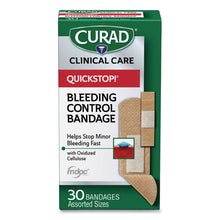 Load image into Gallery viewer, Curad® wholesale. Quickstop Flex Fabric Bandages, Assorted, 30-box. HSD Wholesale: Janitorial Supplies, Breakroom Supplies, Office Supplies.