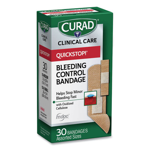 Curad® wholesale. Quickstop Flex Fabric Bandages, Assorted, 30-box. HSD Wholesale: Janitorial Supplies, Breakroom Supplies, Office Supplies.