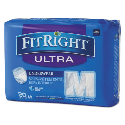 Medline wholesale. MEDLINE Fitright Ultra Protective Underwear, Medium, 28" To 40" Waist, 20-pack, 4 Pack-carton. HSD Wholesale: Janitorial Supplies, Breakroom Supplies, Office Supplies.