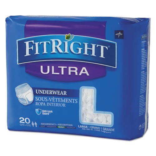 Medline wholesale. MEDLINE Fitright Ultra Protective Underwear, Large, 40