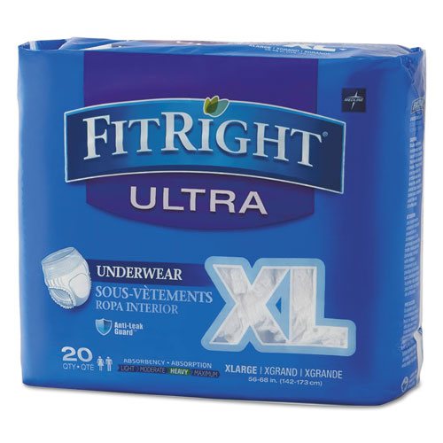 Medline wholesale. MEDLINE Fitright Ultra Protective Underwear, X-large, 56" To 68" Waist, 20-pack, 4 Pack-carton. HSD Wholesale: Janitorial Supplies, Breakroom Supplies, Office Supplies.