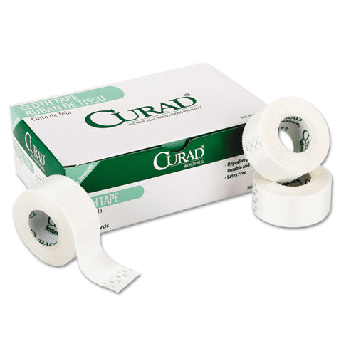 Curad® wholesale. First Aid Cloth Silk Tape, 1" Core, 1" X 10 Yds, White, 12-pack. HSD Wholesale: Janitorial Supplies, Breakroom Supplies, Office Supplies.