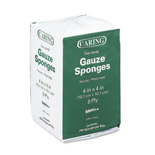 Load image into Gallery viewer, Medline wholesale. MEDLINE Caring Woven Gauze Sponges, 4 X 4, Non-sterile, 8-ply, 200-pack. HSD Wholesale: Janitorial Supplies, Breakroom Supplies, Office Supplies.