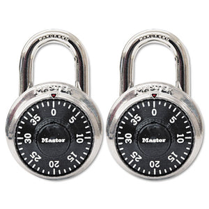 Master Lock® wholesale. Combination Lock, Stainless Steel, 1 7-8" Wide, Black Dial, 2-pack. HSD Wholesale: Janitorial Supplies, Breakroom Supplies, Office Supplies.