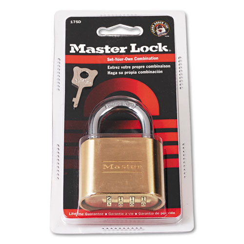 Master Lock® wholesale. Resettable Combination Padlock, 2" Wide, Brass. HSD Wholesale: Janitorial Supplies, Breakroom Supplies, Office Supplies.