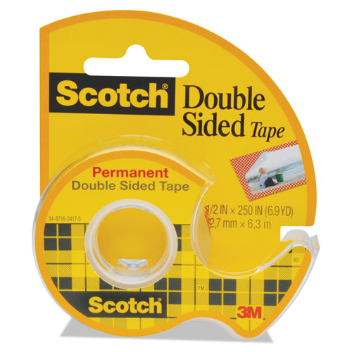 Scotch® wholesale. Scotch™ Double-sided Permanent Tape In Handheld Dispenser, 1" Core, 0.5" X 20.83 Ft, Clear. HSD Wholesale: Janitorial Supplies, Breakroom Supplies, Office Supplies.