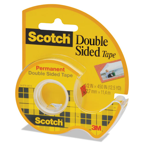 Scotch® wholesale. Scotch™ Double-sided Permanent Tape In Handheld Dispenser, 1" Core, 0.5" X 37.5 Ft, Clear. HSD Wholesale: Janitorial Supplies, Breakroom Supplies, Office Supplies.