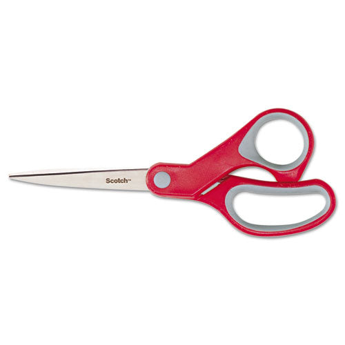 Scotch® wholesale. Scotch™ Multi-purpose Scissors, 8" Long, 3.38" Cut Length, Gray-red Straight Handle. HSD Wholesale: Janitorial Supplies, Breakroom Supplies, Office Supplies.