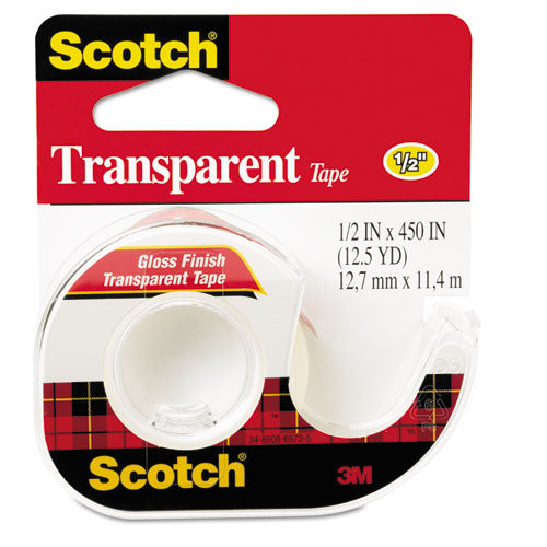 Scotch® wholesale. Scotch™ Transparent Tape In Handheld Dispenser, 1" Core, 0.5" X 37.5 Ft, Transparent. HSD Wholesale: Janitorial Supplies, Breakroom Supplies, Office Supplies.