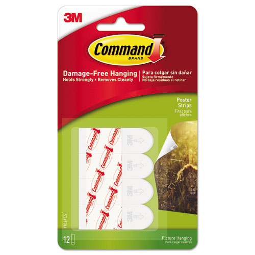 Command™ wholesale. Poster Strips, 5-8" X 1 3-4", White, 12-pack. HSD Wholesale: Janitorial Supplies, Breakroom Supplies, Office Supplies.