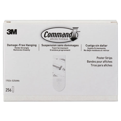 Command™ wholesale. Poster Strips, Removable, Holds Up To 1 Lb, 5-8" X 1 3-4", White, 256-pack. HSD Wholesale: Janitorial Supplies, Breakroom Supplies, Office Supplies.