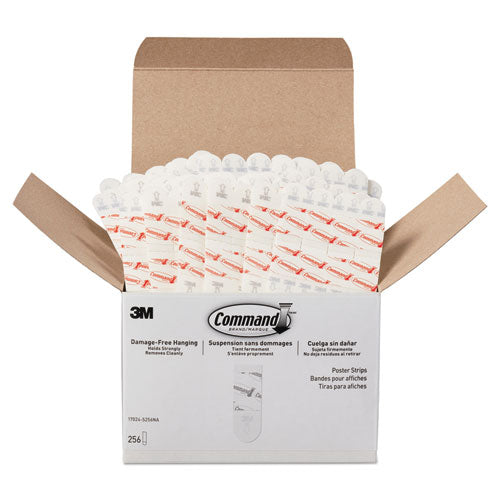 Command™ wholesale. Poster Strips, Removable, Holds Up To 1 Lb, 5-8" X 1 3-4", White, 256-pack. HSD Wholesale: Janitorial Supplies, Breakroom Supplies, Office Supplies.