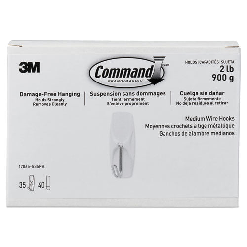 Command™ wholesale. General Purpose Hooks, Metal, White, 2 Lb Cap, 35 Hooks And 40 Strips-pack. HSD Wholesale: Janitorial Supplies, Breakroom Supplies, Office Supplies.