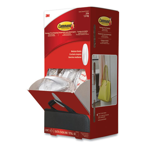 Command™ wholesale. General Purpose Designer Hooks, Medium, 3 Lb Cap, White, 50 Hooks And Strips-pack. HSD Wholesale: Janitorial Supplies, Breakroom Supplies, Office Supplies.