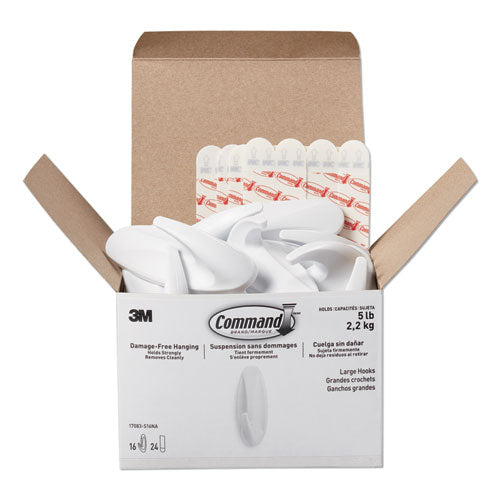 Command™ wholesale. Designer Hooks, Plastic, White, 5 Lb Cap, 16 Hooks And 24 Strips-pack. HSD Wholesale: Janitorial Supplies, Breakroom Supplies, Office Supplies.
