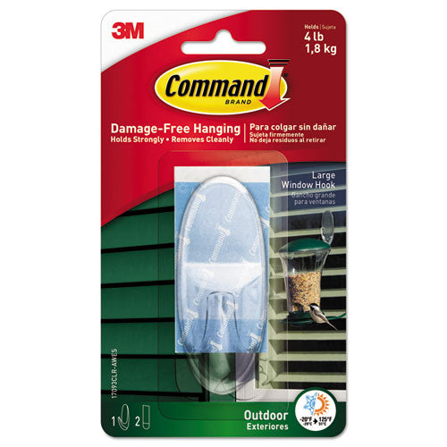 Command™ wholesale. All Weather Hooks And Strips, Plastic, Large, 1 Hooks And 2 Strips-pack. HSD Wholesale: Janitorial Supplies, Breakroom Supplies, Office Supplies.