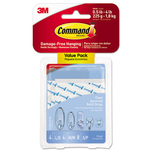 Command™ wholesale. Assorted Refill Strips, Clear, 16-pack. HSD Wholesale: Janitorial Supplies, Breakroom Supplies, Office Supplies.