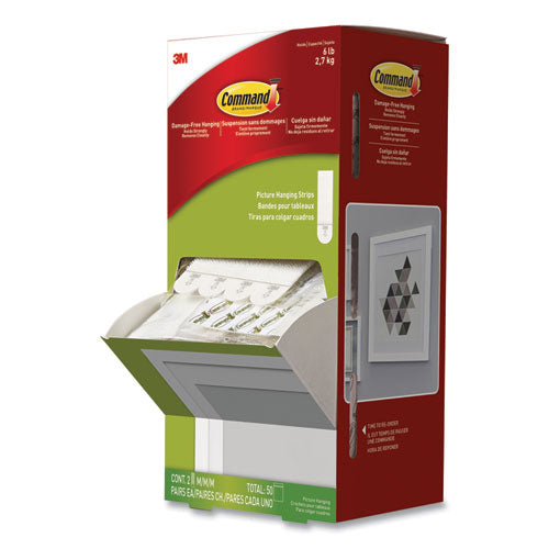 Command™ wholesale. Picture Hanging Strips, Cabinet Pack, Removable, 0.75" X 2.75", White, 4-set, 50 Sets-carton. HSD Wholesale: Janitorial Supplies, Breakroom Supplies, Office Supplies.