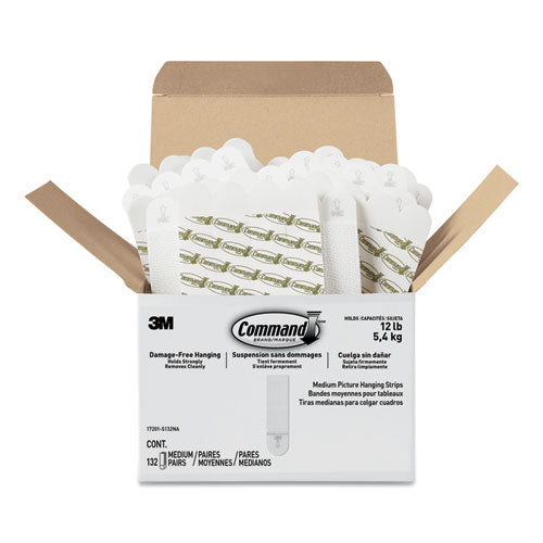 Command™ wholesale. Picture Hanging Strips, Value Pack, Medium, Removable, 0.75" X 2.75", White, 132 Pairs-pack. HSD Wholesale: Janitorial Supplies, Breakroom Supplies, Office Supplies.