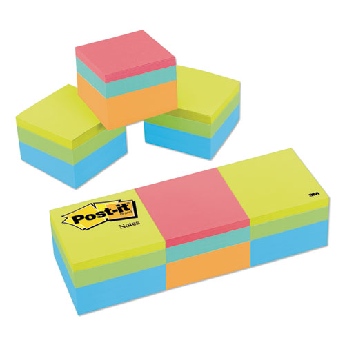 Post-it® Notes wholesale. Mini Cubes, 1 7-8 X 1 7-8, Orange Wav-green Wave, 400-sheet, 3-pack. HSD Wholesale: Janitorial Supplies, Breakroom Supplies, Office Supplies.