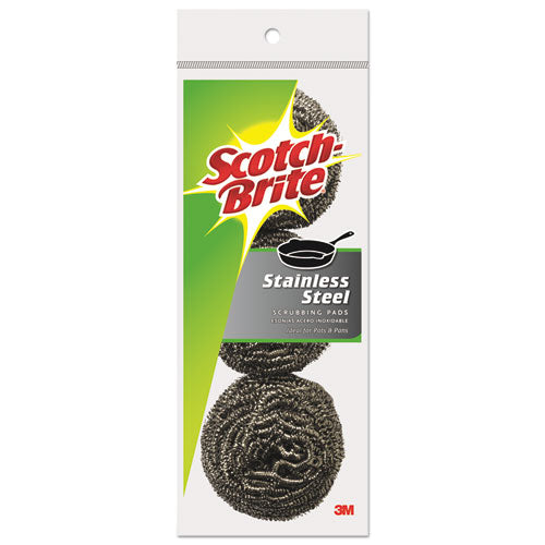Scotch-Brite® wholesale. Metal Scrubbing Pads, 2 1-2" X 2 3-4", Stainless Steel, Silver, 3-pk, 8 Pks-ct. HSD Wholesale: Janitorial Supplies, Breakroom Supplies, Office Supplies.