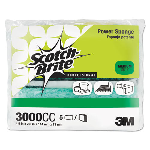 Scotch-Brite™ PROFESSIONAL wholesale. Power Sponge, Teal, 2 4-5 X 4 1-2, 5-pack. HSD Wholesale: Janitorial Supplies, Breakroom Supplies, Office Supplies.