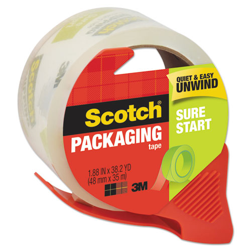 Scotch® wholesale. Scotch™ Sure Start Packaging Tape With Dispenser, 3" Core, 1.88" X 38.2 Yds, Clear. HSD Wholesale: Janitorial Supplies, Breakroom Supplies, Office Supplies.