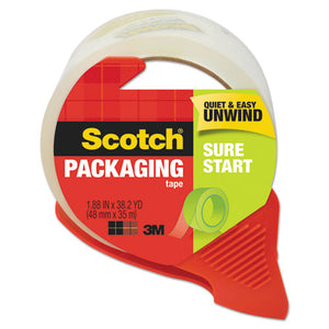 Scotch® wholesale. Scotch™ Sure Start Packaging Tape With Dispenser, 3" Core, 1.88" X 38.2 Yds, Clear. HSD Wholesale: Janitorial Supplies, Breakroom Supplies, Office Supplies.