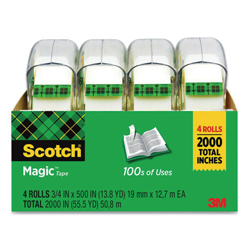 Scotch® wholesale. Scotch Magic Tape In Handheld Dispenser, 1" Core, 0.75" X 25 Ft, Clear, 4-pack. HSD Wholesale: Janitorial Supplies, Breakroom Supplies, Office Supplies.