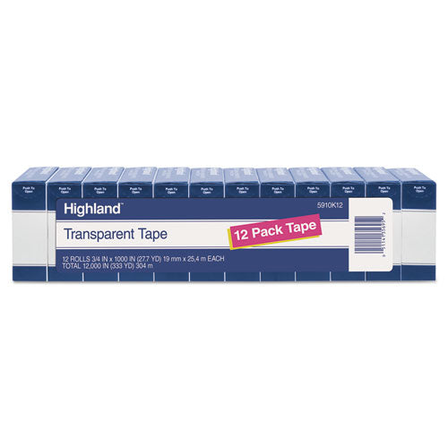 Highland™ wholesale. Transparent Tape, 1" Core, 0.75" X 83.33 Ft, Clear, 12-pack. HSD Wholesale: Janitorial Supplies, Breakroom Supplies, Office Supplies.