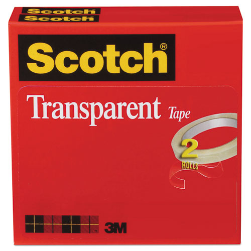 Scotch® wholesale. Scotch™ Transparent Tape, 3" Core, 0.5" X 72 Yds, Transparent, 2-pack. HSD Wholesale: Janitorial Supplies, Breakroom Supplies, Office Supplies.