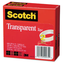 Load image into Gallery viewer, Scotch® wholesale. Scotch™ Transparent Tape, 3&quot; Core, 0.75&quot; X 72 Yds, Transparent, 2-pack. HSD Wholesale: Janitorial Supplies, Breakroom Supplies, Office Supplies.