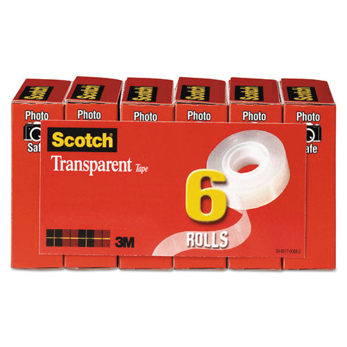 Scotch® wholesale. Scotch™ Transparent Tape, 1" Core, 0.75" X 36 Yds, Transparent, 6-pack. HSD Wholesale: Janitorial Supplies, Breakroom Supplies, Office Supplies.