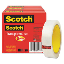 Load image into Gallery viewer, Scotch® wholesale. Scotch™ Transparent Tape, 3&quot; Core, 1&quot; X 72 Yds, Transparent, 3-pack. HSD Wholesale: Janitorial Supplies, Breakroom Supplies, Office Supplies.