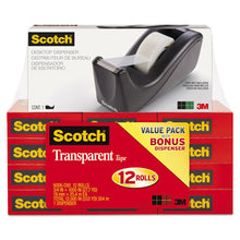 Load image into Gallery viewer, Scotch® wholesale. Scotch™ Transparent Tape Value Pack With Black Dispenser, 1&quot; Core, 0.75&quot; X 83.33 Ft, Transparent. HSD Wholesale: Janitorial Supplies, Breakroom Supplies, Office Supplies.