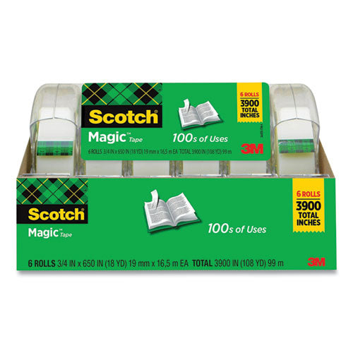 Scotch® wholesale. Scotch Magic Tape In Handheld Dispenser, 1" Core, 0.75" X 54.17 Ft, Clear, 6-pack. HSD Wholesale: Janitorial Supplies, Breakroom Supplies, Office Supplies.