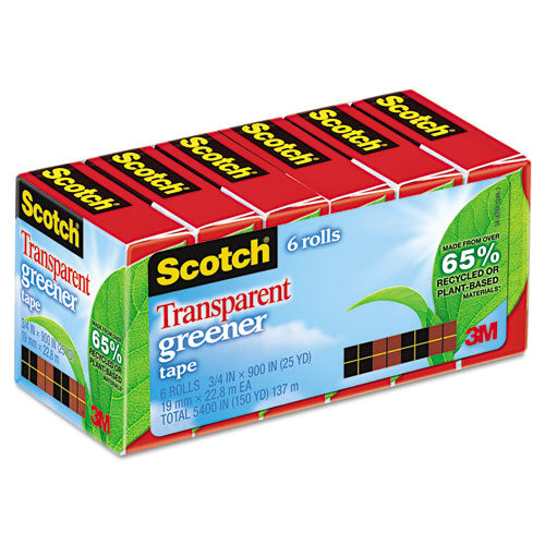Scotch® wholesale. Scotch™ Transparent Greener Tape, 1" Core, 0.75" X 75 Ft, Transparent, 6-pack. HSD Wholesale: Janitorial Supplies, Breakroom Supplies, Office Supplies.