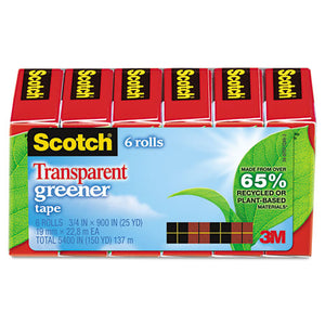 Scotch® wholesale. Scotch™ Transparent Greener Tape, 1" Core, 0.75" X 75 Ft, Transparent, 6-pack. HSD Wholesale: Janitorial Supplies, Breakroom Supplies, Office Supplies.