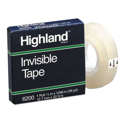 Highland™ wholesale. Invisible Permanent Mending Tape, 1" Core, 0.5" X 36 Yds, Clear. HSD Wholesale: Janitorial Supplies, Breakroom Supplies, Office Supplies.