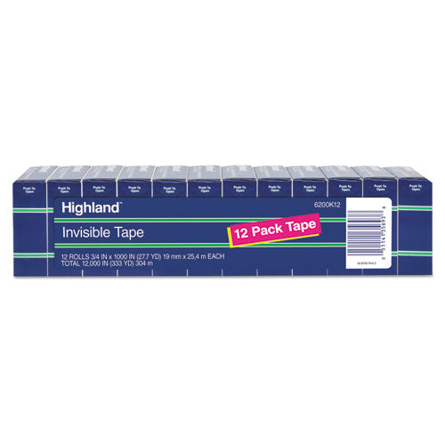 Highland™ wholesale. Invisible Permanent Mending Tape, 1" Core, 0.75" X 83.33 Ft, Clear, 12-pack. HSD Wholesale: Janitorial Supplies, Breakroom Supplies, Office Supplies.