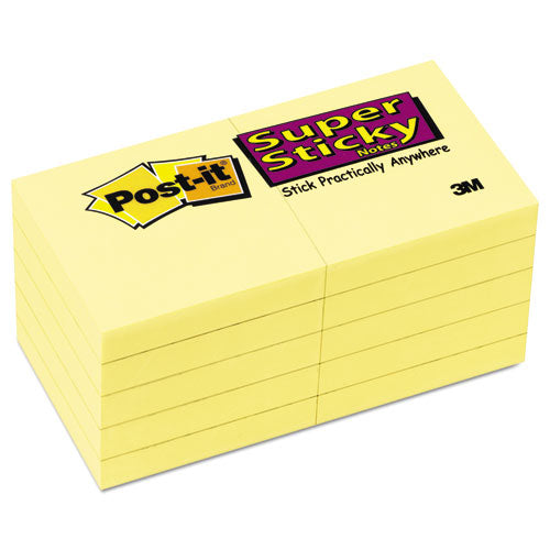 Post-it® Notes Super Sticky wholesale. Canary Yellow Note Pads, 1 7-8 X 1 7-8, 90-sheet, 10-pack. HSD Wholesale: Janitorial Supplies, Breakroom Supplies, Office Supplies.