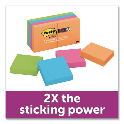 Post-it® Notes Super Sticky wholesale. Pads In Rio De Janeiro Colors, 2 X 2, 90-sheet Pads, 8-pack. HSD Wholesale: Janitorial Supplies, Breakroom Supplies, Office Supplies.