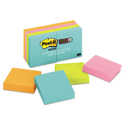 Post-it® Notes Super Sticky wholesale. Pads In Miami Colors, 2 X 2, 90-pad, 8 Pads-pack. HSD Wholesale: Janitorial Supplies, Breakroom Supplies, Office Supplies.