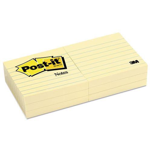 Post-it® Notes wholesale. Original Pads In Canary Yellow, 3 X 3, Lined, 100-sheet, 6-pack. HSD Wholesale: Janitorial Supplies, Breakroom Supplies, Office Supplies.