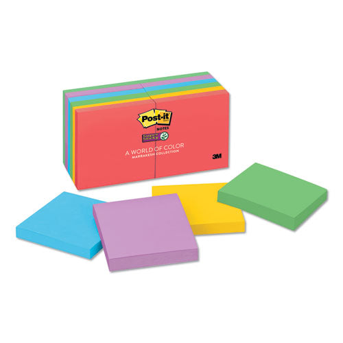 Post-it® Notes Super Sticky wholesale. Pads In Marrakesh Colors, 3 X 3, 90-sheet, 12-pack. HSD Wholesale: Janitorial Supplies, Breakroom Supplies, Office Supplies.
