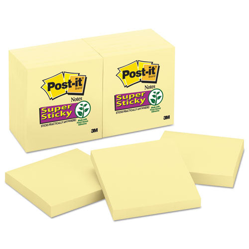 Post-it® Notes Super Sticky wholesale. Canary Yellow Note Pads, 3 X 3, 90-sheet, 12-pack. HSD Wholesale: Janitorial Supplies, Breakroom Supplies, Office Supplies.