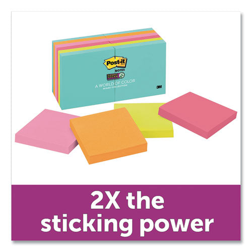 Post-it® Notes Super Sticky wholesale. Pads In Miami Colors, 3 X 3, 90-pad, 12 Pads-pack. HSD Wholesale: Janitorial Supplies, Breakroom Supplies, Office Supplies.