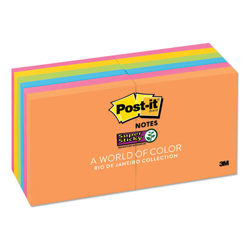Post-it® Notes Super Sticky wholesale. Pads In Rio De Janeiro Colors, 3 X 3, 90-sheet Pads, 12-pack. HSD Wholesale: Janitorial Supplies, Breakroom Supplies, Office Supplies.