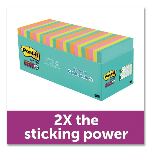 Post-it® Notes Super Sticky wholesale. Pads In Miami Colors, 3 X 3, 70-pad, 24 Pads-pack. HSD Wholesale: Janitorial Supplies, Breakroom Supplies, Office Supplies.