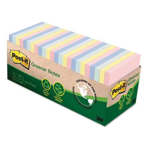 Post-it® Greener Notes wholesale. Recycled Note Pad Cabinet Pack, 3 X 3, Assorted Helsinki Colors, 75-sheet, 24-pk. HSD Wholesale: Janitorial Supplies, Breakroom Supplies, Office Supplies.